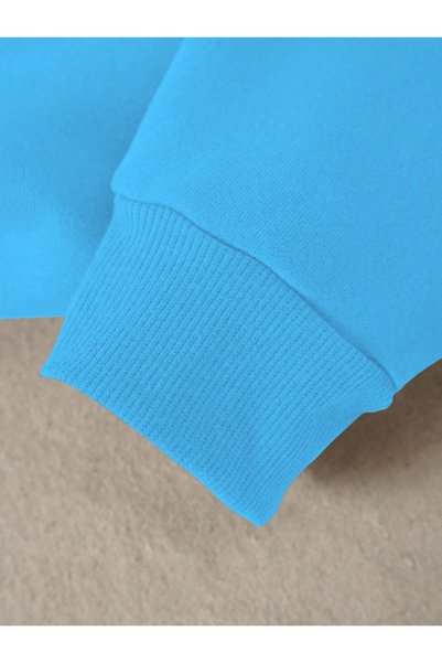 thefun fashion Unisex Baby Blue Crew Neck 3 Thread Basic Plain Sweatshirt