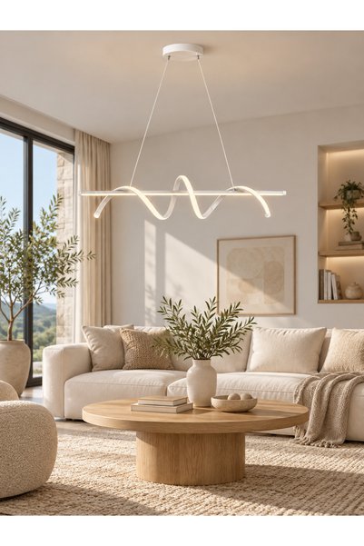 Browia Lighting LASSE 80 cm Modern Dalga LED Salon Avizesi 3 Renk Işık Kumandalı