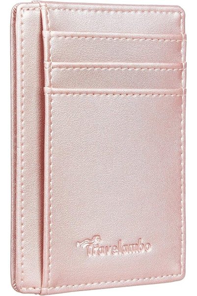 Travelambo Front Pocket Minimalist Leather Slim Wallet RFID Blocking Medium Size