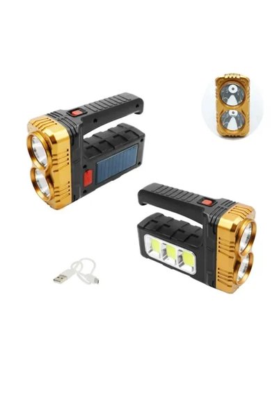 OEM Ηλιακός Επαναφορτιζόμενος Διπλός Φακός LED XPE/COB USB 5V με 3 Λειτουργίε...