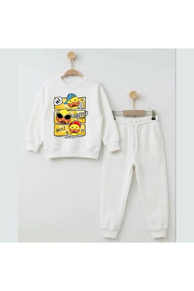 playwear سويت شيرت تيدي داك كاجوال مطبوع برقبة دائرية للفتيات والأولاد