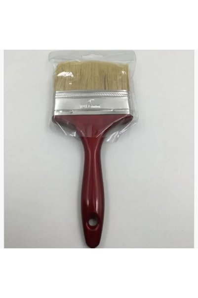 OEM Πινέλο ίσιο 4” με λευκή τρίχα και κόκκινη λαβή