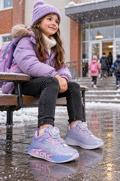 Tomwins Girl's Pink Mechanism Sports Shoes with Thick White Sole, Casual Comf...