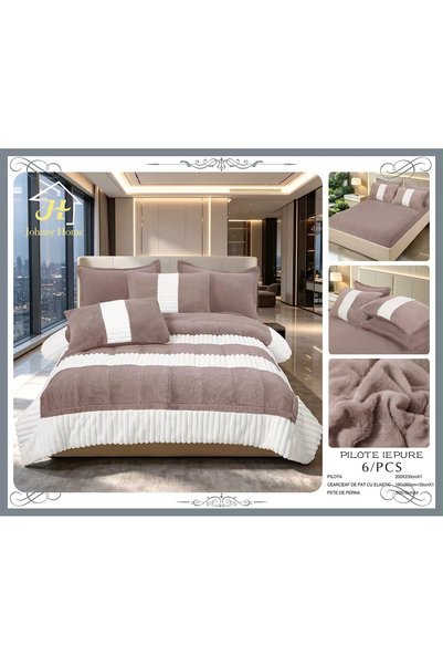 OEM Pilotă Blăniță Roz Prăfuit 2 Persoane 6 Piese 200x230 cm, Model IB-01 Cri...
