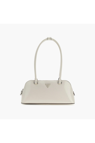 Guess Arnela Plain Double Handle Shoulder Bag with Zipper Closure