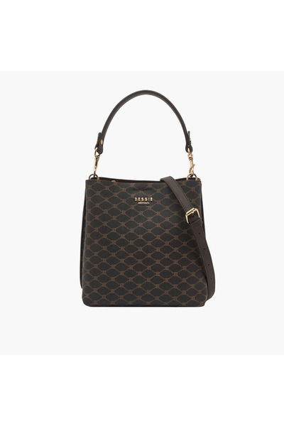 Bessie London حقيبة حمل بطبعة Monogram مع حزام قابل للفصل