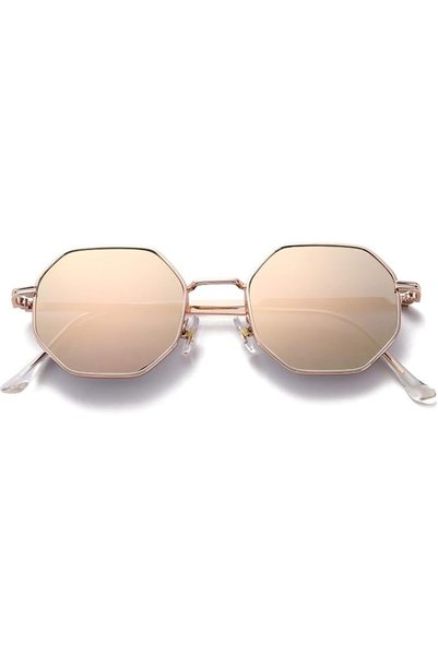 GENERAL PORADAY Retro Square Sunglasses for Women Men Octagon Metal Frame Vin...