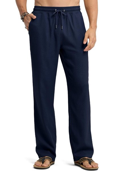OtherMax Pantaloni Bărbătești Din In Casual Jogger Respirabili Bleumarin 28 i...