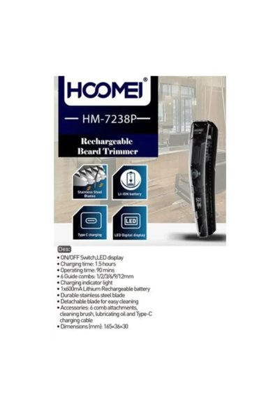 OEM Επαναφορτιζόμενη ξυριστική μηχανή - μαύρο Hoomei HM-7238P