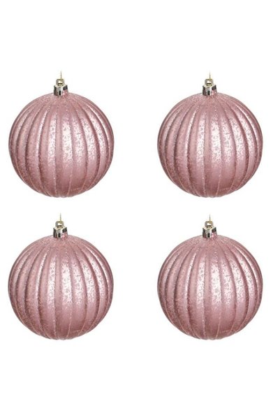 SHOPIENS Set Globuri Craciun Roz Mate Efect Mercury Linii Ondulate Sclipici 1...