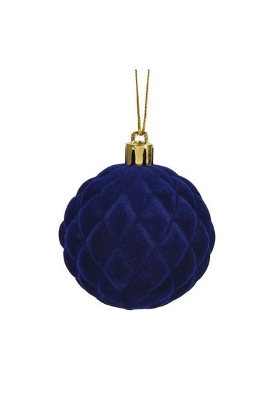 ANTBRO Glob de Crăciun Catifelat Albastru cu Romburi în Relief Ø6cm, ANTBRO®