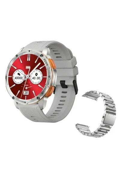 OEM Smartwatch με παλμογράφο και ειδοποίηση κλήσεων TKY-AK59 σε ασημί χρώμα