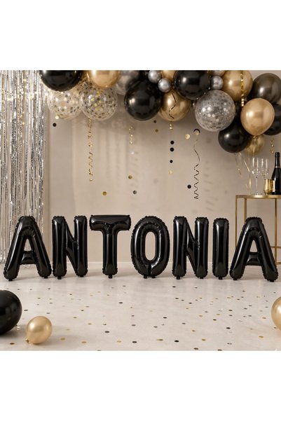 OEM Set Baloane din Folie cu Numele ANTONIA, Litere de 40 cm, Negru, Decor pe...