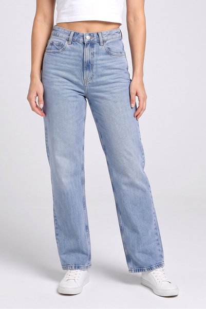 Threadbare Women Regular Fit Wash Non-Stretchable Wide Jeans, Blue