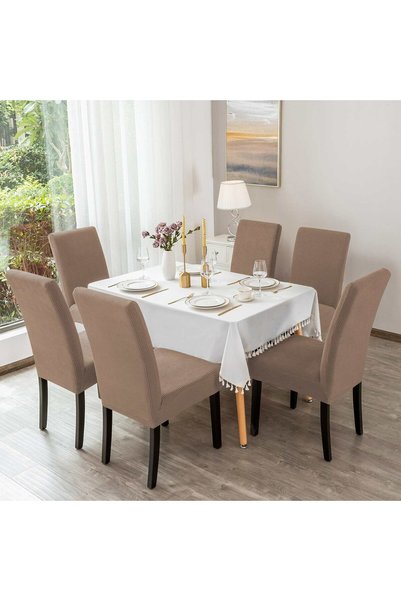 RABY Set de 6 huse pentru scaune, Cafea cu lapte