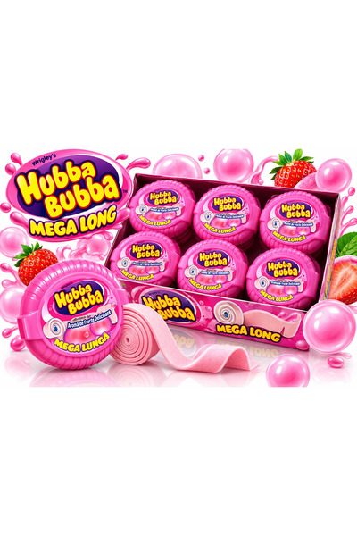 Hubba Bubba Мега Лонг – Дъвка с плодов вкус, 12 броя x 56 г