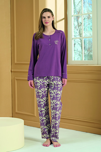 Pijadore Women's Front Half Buttoned Soft Cotton Pajama Set