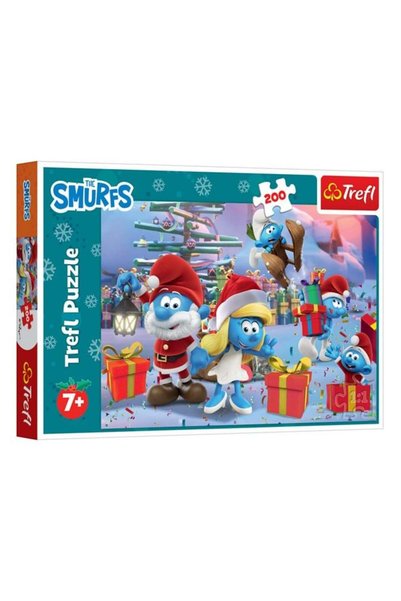 SHOPIENS Puzzle Craciun Strumfi Cadouri Peisaj Nins 200 Piese 48x34cm Shopiens®