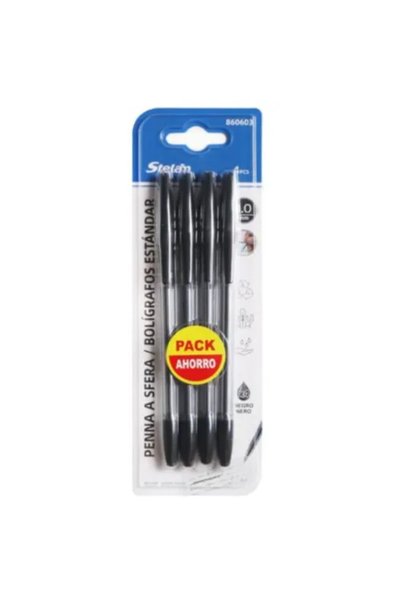 OEM Στυλό Ballpoint 1.0mm με μαύρο mελάνι σετ 4 τεμάχια Stelan 860603