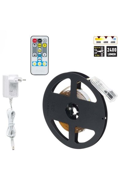 SHOPIENS Banda LED Strip Light Autocolanta Lumina Alba Telecomanda Adaptor 12...