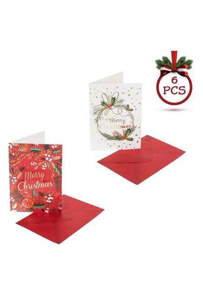 SHOPIENS Set Felicitari Craciun 3D Rosii Albe Vasc Merry Christmas 12x17cm Cu...