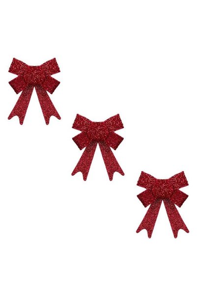 SHOPIENS Fundite Decorative Craciun Rosii Glitter 14cm Set 3 Bucati Brad Coro...