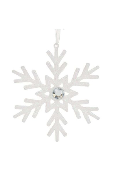ANTBRO Ornament Brad de Crăciun Fulg Alb Irizat cu Glitter și Strass 10cm, AN...