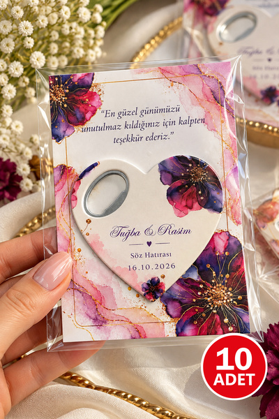 Kreadecor Kişiye Özel Kalp Şeklinde Açacak Magnetli, Kartı Kişiselleştirilebi...