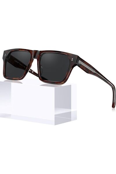 CARFIA Acetate Sunglasses for Men Polarized UV400 Protection Modern Flat Larg...