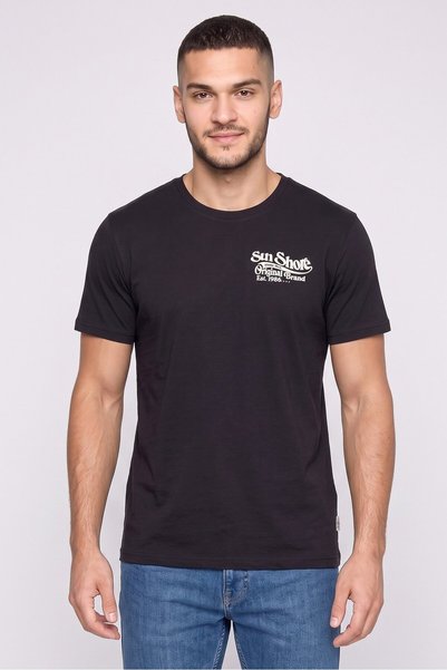 sth shore Men Crew Neck Short Sleeve Graphic Print T-Shirt, Navy Blue