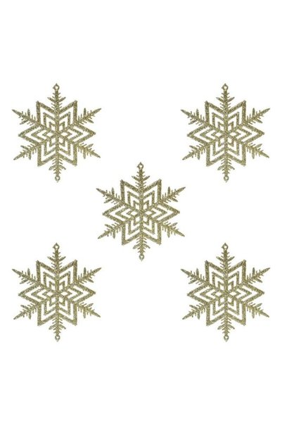 ANTBRO Set 5 Ornamente Brad de Crăciun Fulgi Bej cu Glitter 10cm, ANTBRO®