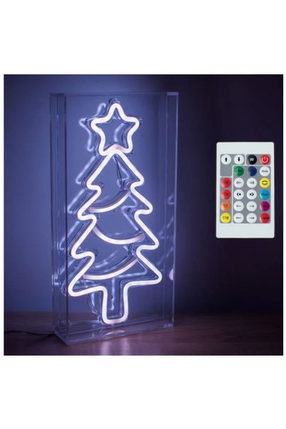 UnderShop Brad de Crăciun cu LED Neon și Telecomandă 15x30cm - Multicolor