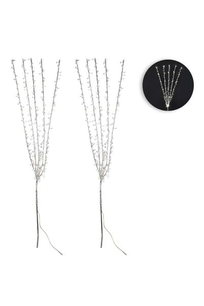 SHOPIENS Ramuri Decorative Argintii Cristale 30 LED 75cm Set 2 Bucati Decor V...