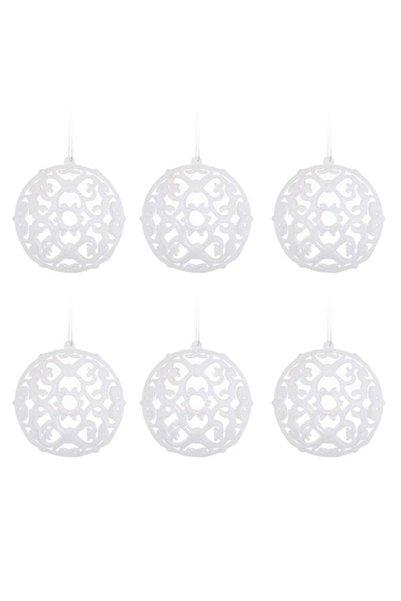 SHOPIENS Set Globuri Craciun Albe Glitter 6cm 6 Bucati Shopiens®