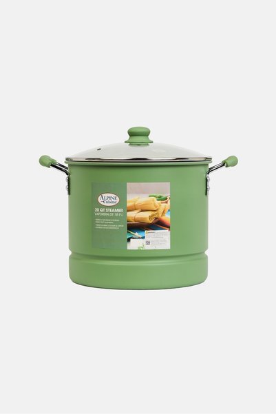 Alpine Cuisine Aluminum Stock Pot Steamer, Green