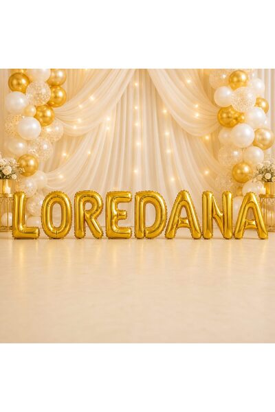 OEM Set Baloane cu Litere LOREDANA din Folie Metalizată, Auriu, 40 cm, pentru...