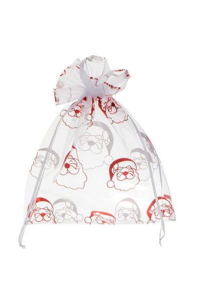 SHOPIENS Saculet Cadou Craciun Organza Transparenta Mos Craciun Folie Rosie 2...