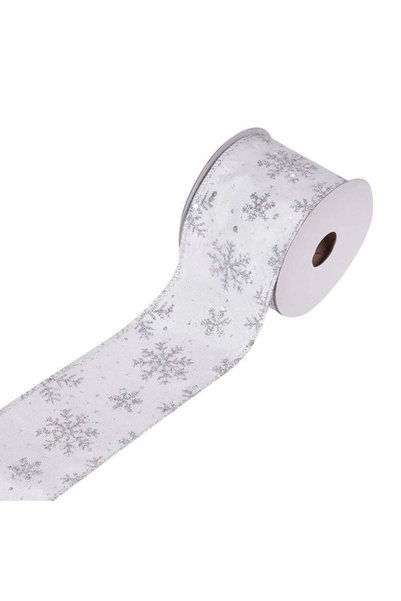 ANTBRO Panglică Decorativă pentru Brad de Crăciun Albă cu Fulgi cu Glitter Ar...