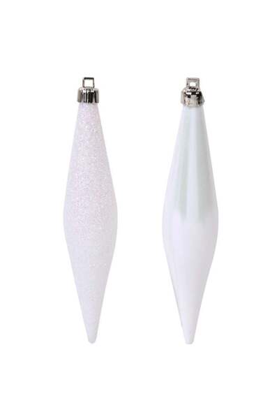 SHOPIENS Set Ornamente Brad Craciun Turturi Albi Mate Lucioase Glitter 14cm 6...