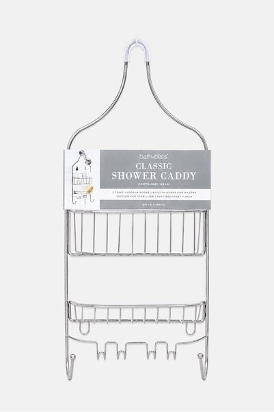 Simplify Contoured Head Shower Caddy Shelf, Silver