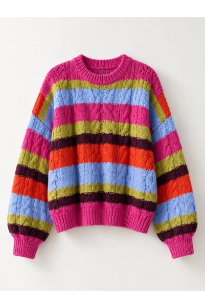 Lavanta Tekstil Design Colorful Hair Knit 100% Acrylic Wool Sweater