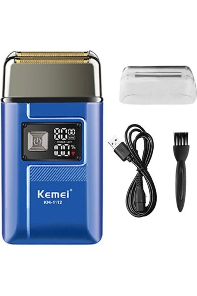 Kemei Επαναφορτιζόμενη ξυριστική μηχανή KM-1112 σε μπλε χρώμα