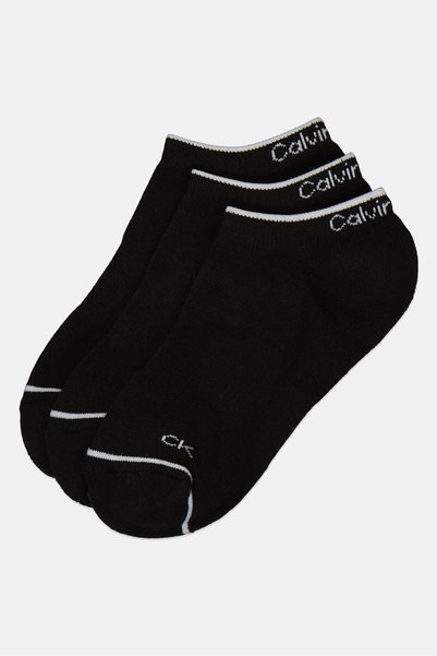 Calvin Klein Women 3 Pairs Brand Logo Sneaker Socks, Black