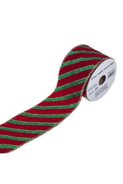 ANTBRO Panglică pentru Brad de Crăciun Roșie Catifelată cu Dungi Verzi 5m x 6...