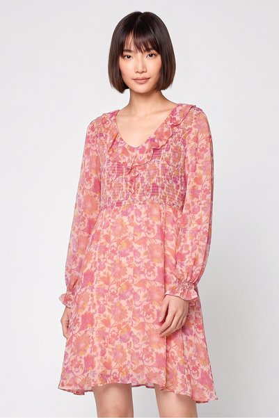 CLAIRE Women Floral Pattern Mini Dress, Multicolor