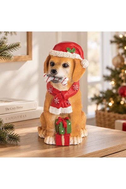 ANTBRO Decorațiune de Crăciun Labrador cu Căciulă 25cm din Polirășină, ANTBRO®
