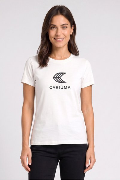 Cariuma Women Crew Neck Short Sleeve Brand Logo T-Shirt, Off White
