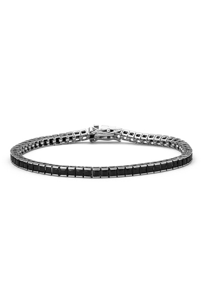 Sonis Silver Brățară tip Tennis, din argint 925 rodiat pentru bărbați cu onix...