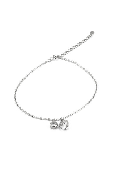 Sonis Silver Brățară din argint 925 rodiat pentru gleznă cu zirconia fațetată...