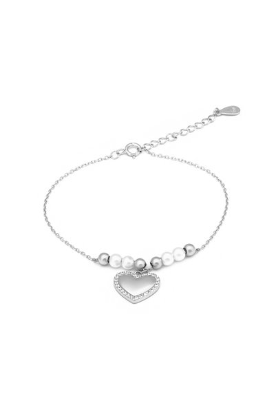 Sonis Silver Brățară din argint 925 rodiat cu perlă de laborator și cubic zir...